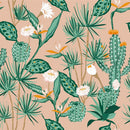 Cactus with Orange and White Flowers Wallpaper
