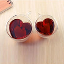 Heart love double walled glass coffee mug set kitchen drinkware