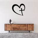 Heart Cross Metal Wall Art – Christian Faith Love Religious Home Decor