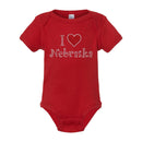 "I ❤️ Nebraska" Rhinestone Baby Onesie | Multiple Sizes | Nature Finds & Designs