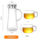Heat resistant glass pitcher water carafe with stainless lid kitchen