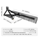 Heavy-Duty 72-Inch 3-Point Tow Behind Tractor Dethatcher Attachment With Steel Tines (SAK79426)