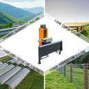 Collage of a machine used for various types of piling with corresponding labels on a scenic background.