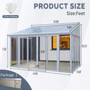 Measurement chart of a garden shed with dimensions labeled in feet.