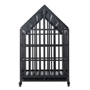 Heavy-Duty Carbon Steel Dog Kennel Cage Crate W/ Sloped Roof And Wheels, 48" (SAK73812)