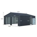 Heavy-Duty Double Garage Galvanized Steel Shed With Side Door (SAK84271)