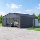 Heavy-Duty Double Garage Galvanized Steel Shed With Side Door (SAK84271)