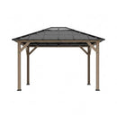 [08X10] Alora Heavy-Duty Fir Wood Hardtop Gazebo With Galvanized Steel Roof And Ceiling Hooks (SAK29467)