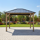 [08X10] Alora Heavy-Duty Fir Wood Hardtop Gazebo With Galvanized Steel Roof And Ceiling Hooks (SAK29467)