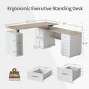 Height Adjustable L Shaped Electric Standing Desk With Storage