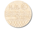 Unfinished Wood Etched Hello Basketball Season Door Sign | Paint By Line Crafts | up to 30" DIY