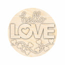 Unfinished Wood Hello Love Valentine Door Sign Kit | Wood Craft Cutouts | 1/4" Thick |