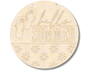 Unfinished Wood Etched Hello Summer Flip Flop Door Sign | Paint By Line Crafts | up to 30" DIY