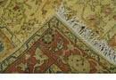 Heriz Traditional Design Gold And Rust 5x6.7 Hand Knotted Wool Area Rug