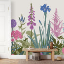Elegant Wildflowers on White Background Wallpaper Chic