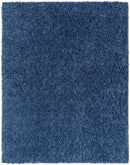 Faina Solid Dark Blue Shag Washable Area Rug - Clearance