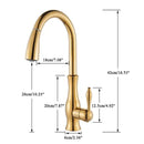 High arch gold brass kitchen faucet with pull out sprayer