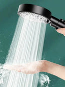 DecorBites™ Black Round High Pressure Shower Head with 6 Modes & Water Stop Knobs