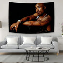 Hip-hop style white & red 2pac tapestry bedroom wall hanging