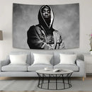 Hip-hop style white & red 2pac tapestry bedroom wall hanging