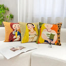 Historical cartoon oil painting embroidery throw pillow living room