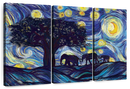 Elephant Family Starry Night Wall Art