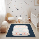 Ice Hockey Rink Playroom Rug / World map Area Rug