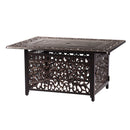 Aluminum 48-in Rectangular Patio Fire Table Set with Rocking Chairs