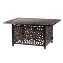 Aluminum 48-in Rectangular Patio Fire Table Set with Rocking Chairs