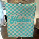 Retro Checkers name blanket - Available in 16 colors - Personalized with a name - the perfect gift