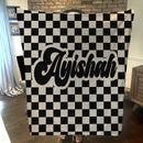 Retro Checkers name blanket - Available in 16 colors - Personalized with a name - the perfect gift