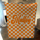 Retro Checkers name blanket - Available in 16 colors - Personalized with a name - the perfect gift
