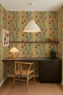 Campanas Wallpaper, butter yellow and slate blue