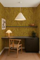 Inked Foliage Wallpaper, mustard