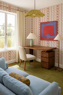 Posy Lane Stripe Wallpaper, beige and poppy red