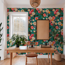 Flower Party Wallpaper, teal