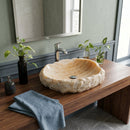 Honey Onyx Rough Square Vessel Sink - 19"x19"x5" - Polished/Rough