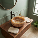 Honey Onyx Round Vessel Sink - 16"x16"x6" - Polished - Model C