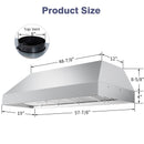 60" Range Hood Insert, 1200 CFM Stainless Steel Ducted Vent Hood Insert with Dimmable LED Lights