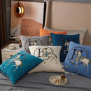 Horse embroidered jacquard pillow cover living room decor