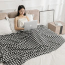 Houndstooth black & white throw blanket living room fringed decor