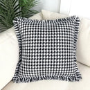 Houndstooth plaid pillow cover – black & white living room decor