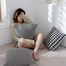Houndstooth plaid pillow cover – black & white living room decor