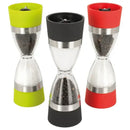 Hourglass shape black & stainless steel dual spice grinder kitchen