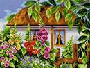 House with Mallows 2487J Needlepoint canvas for halfstitch without yarn