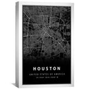 Houston Black Map Canvas