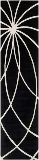 Davison Black Geometric Wool Carpet