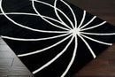 Davison Black Geometric Wool Carpet