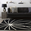 Davison Black Geometric Wool Carpet
