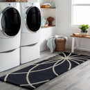 Davison Black Geometric Wool Carpet
